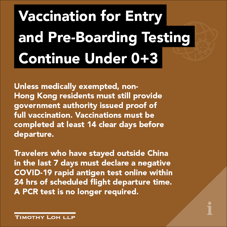 Vaccination for Entry 
and Pre-Boarding Testing 
Continue