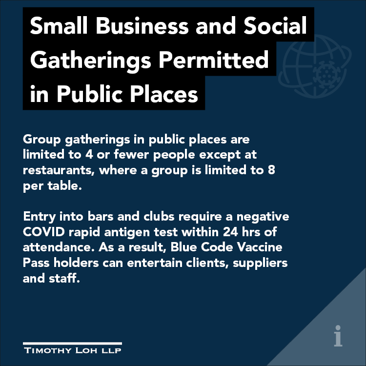 Small Business and Social 
 Gatherings Permitted 
 in Public Places
