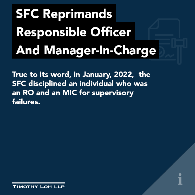 SFC Reprimands Responsible Officer And Manager-In-Charge