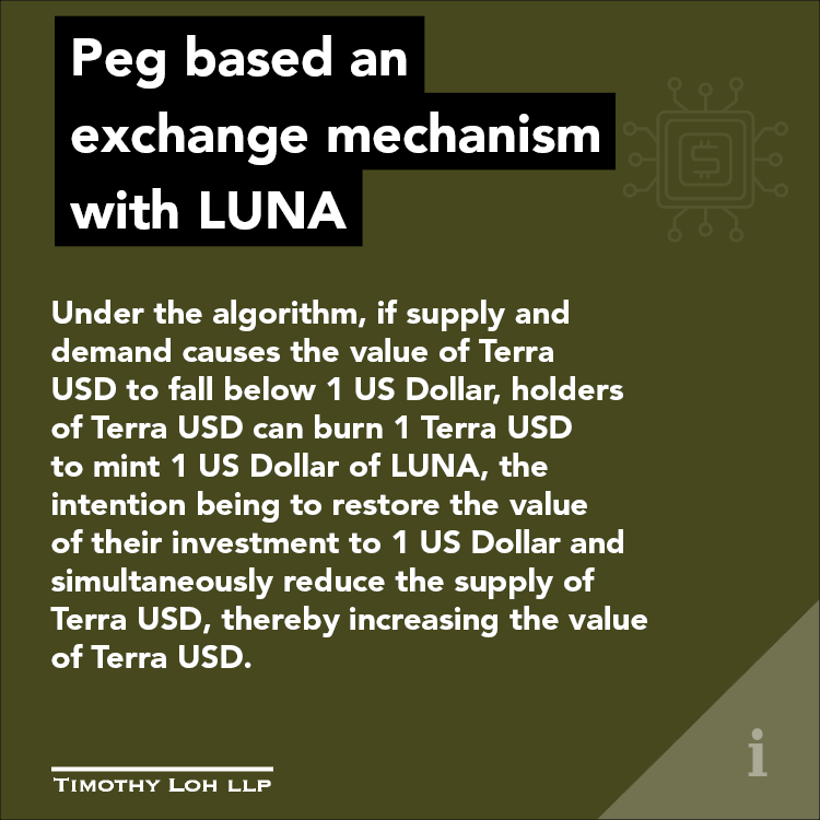 Peg based an exchange mechanism with LUNA