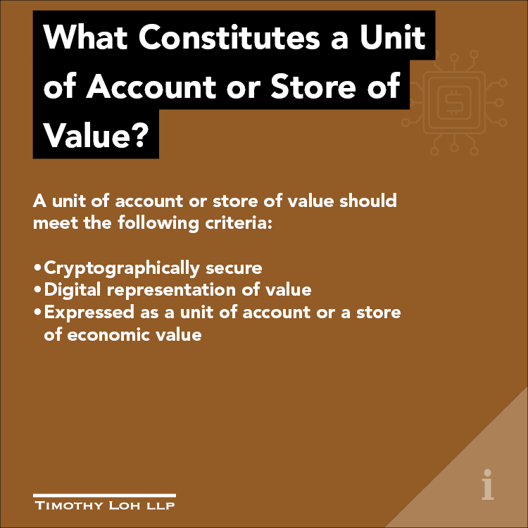 What Constitutes a Unit of Account or Store of Value?