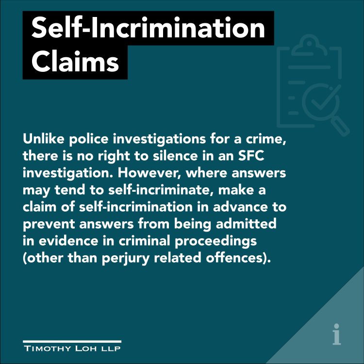 Self-Incrimination Claims Offer Limited Protection in SFC Investigations